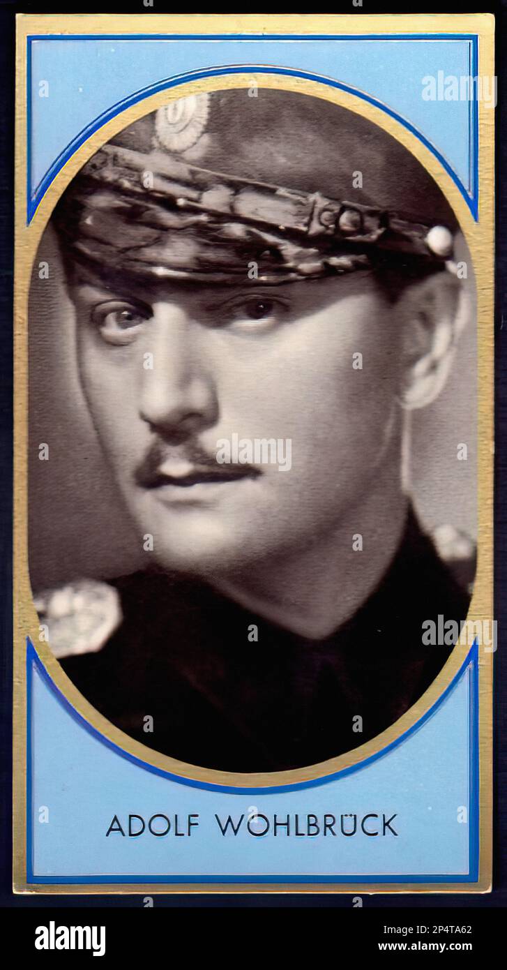Portrait of Adolf Wohlbrück - Vintage German Cigarette Card Stock Photo