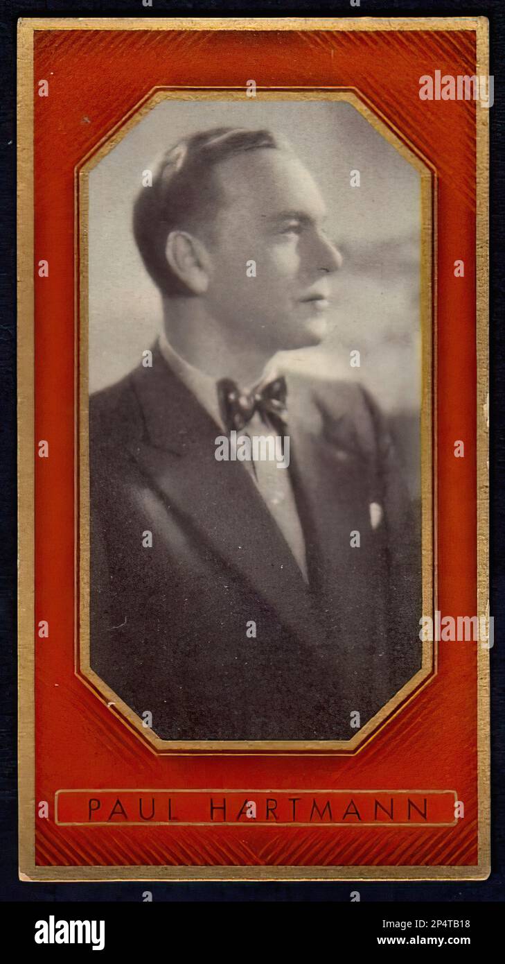Portrait of Paul Hartmann  - Vintage German Cigarette Card Stock Photo