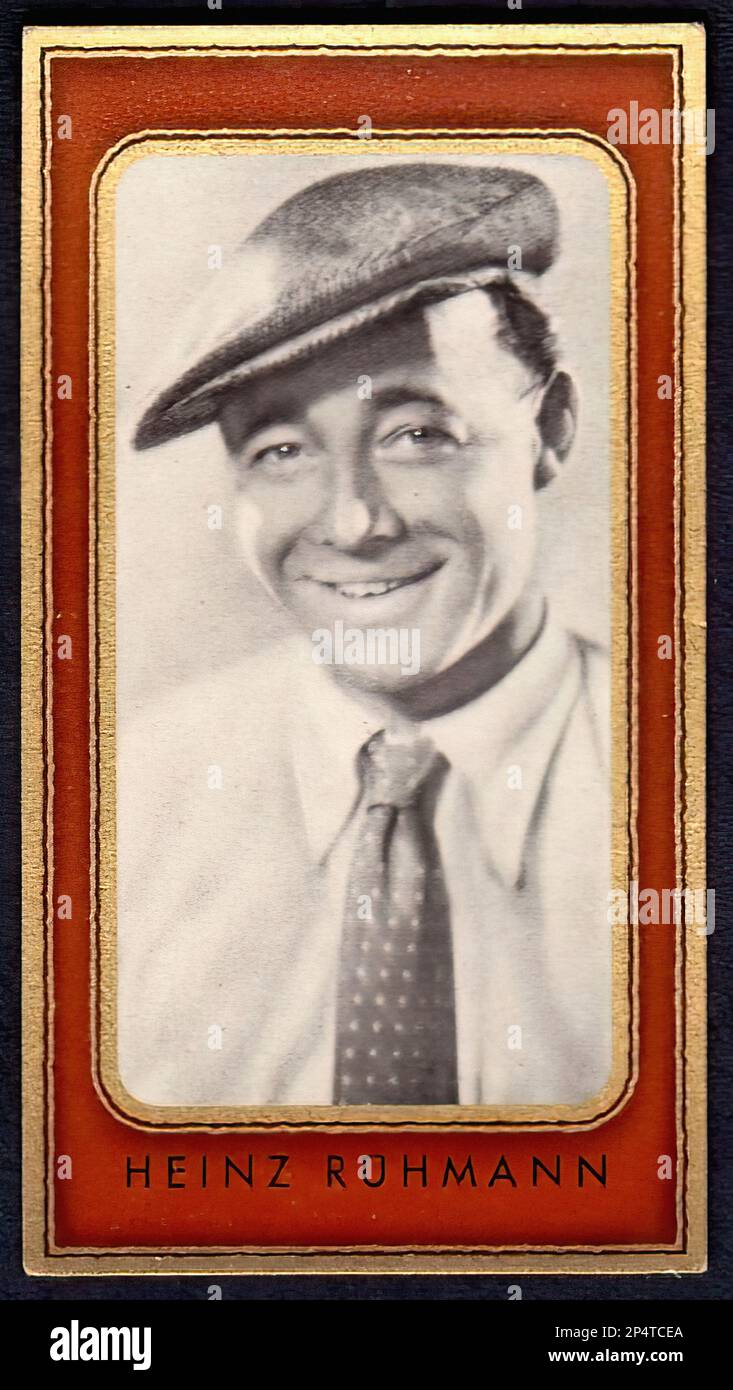 Portrait of Heinz Rühmann - Vintage German Cigarette Card Stock Photo