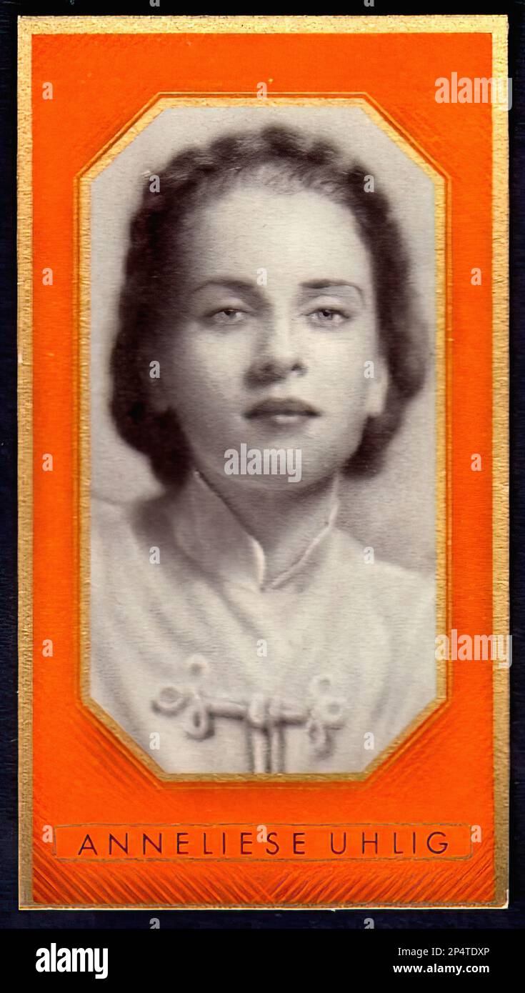 Portrait of Anneliese Uhlig - Vintage German Cigarette Card Stock Photo