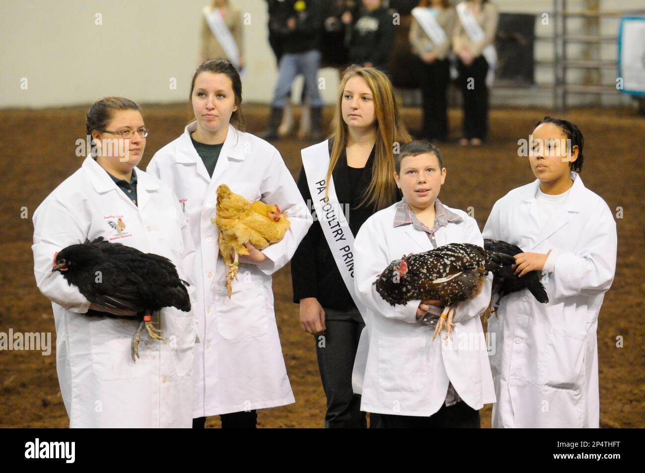 The Pennsylvania Poultry Princess with some of the poultry exhibitors