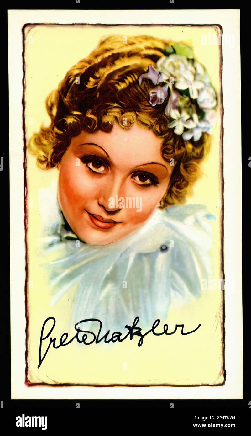 Portrait of actress Grete Natzler Vintage Cigarette Card Stock Photo