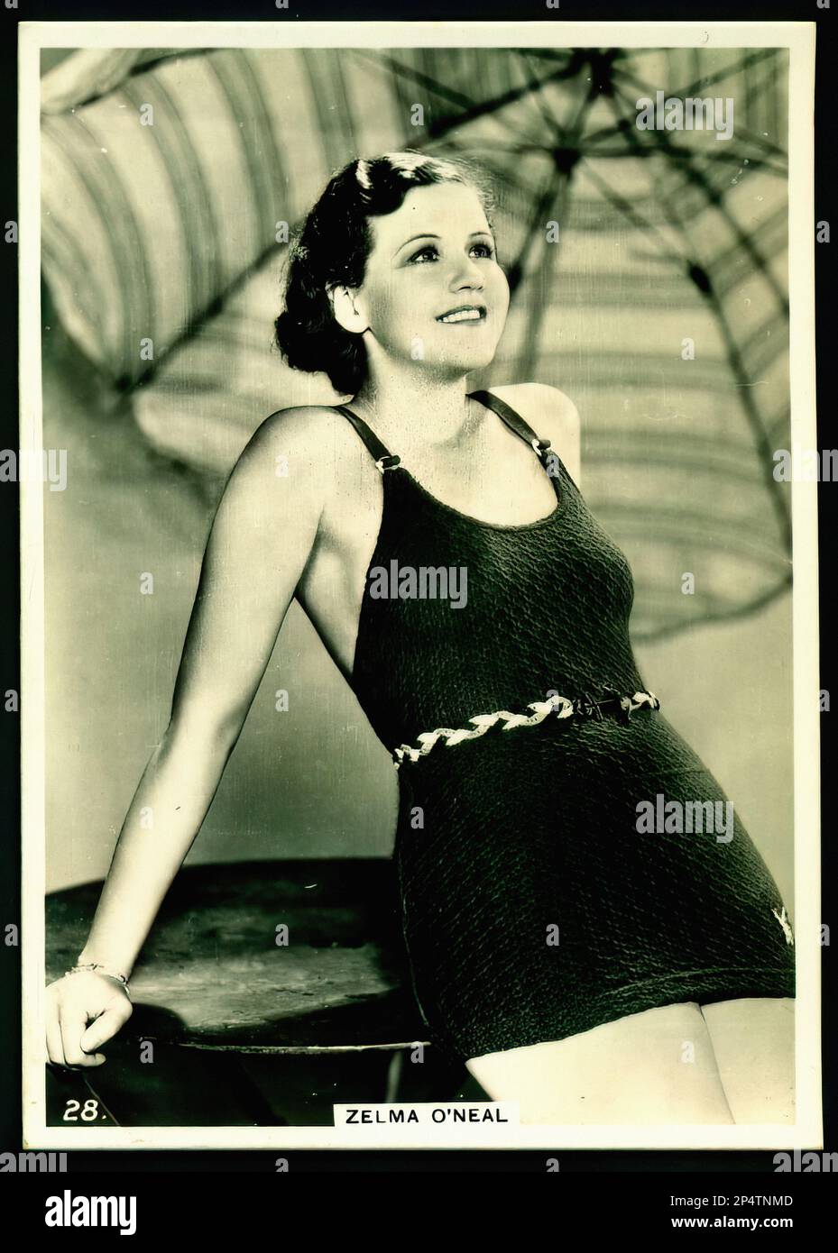 Portrait of Zelma O'Neal - Vintage Cigarette Card Stock Photo