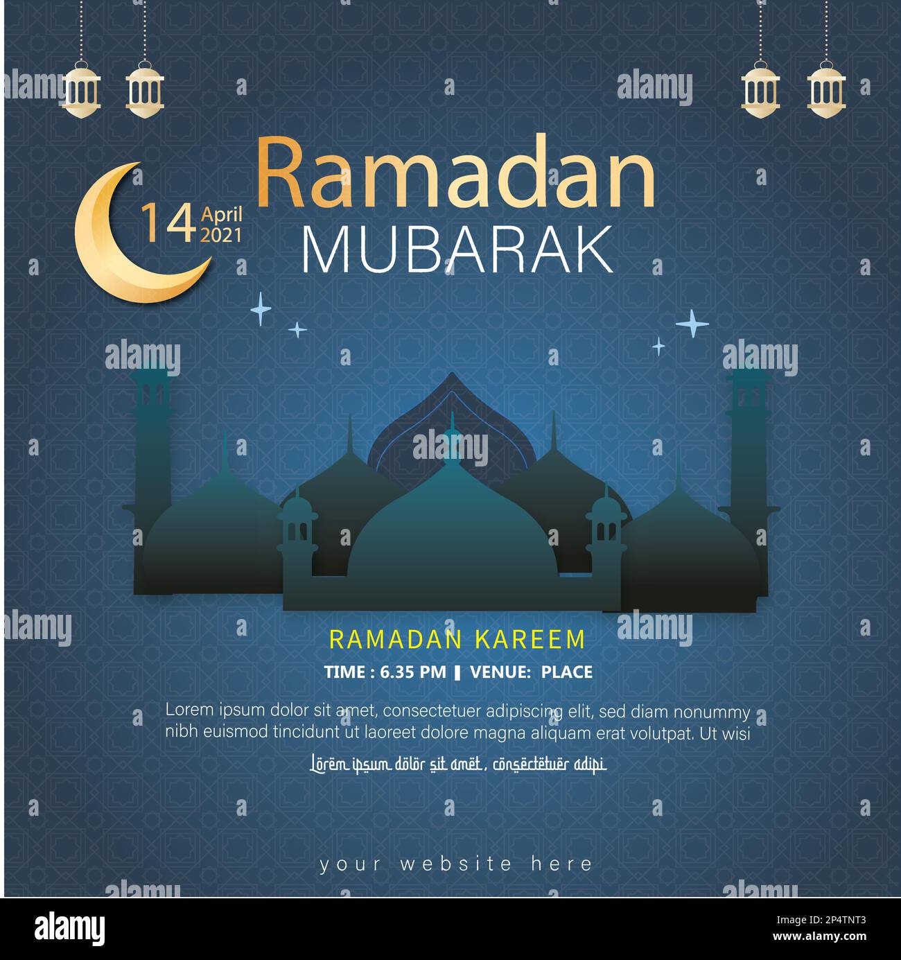 Ramadan Kareem. Islamic greeting card template with ramadan for wallpaper design Stock Vector