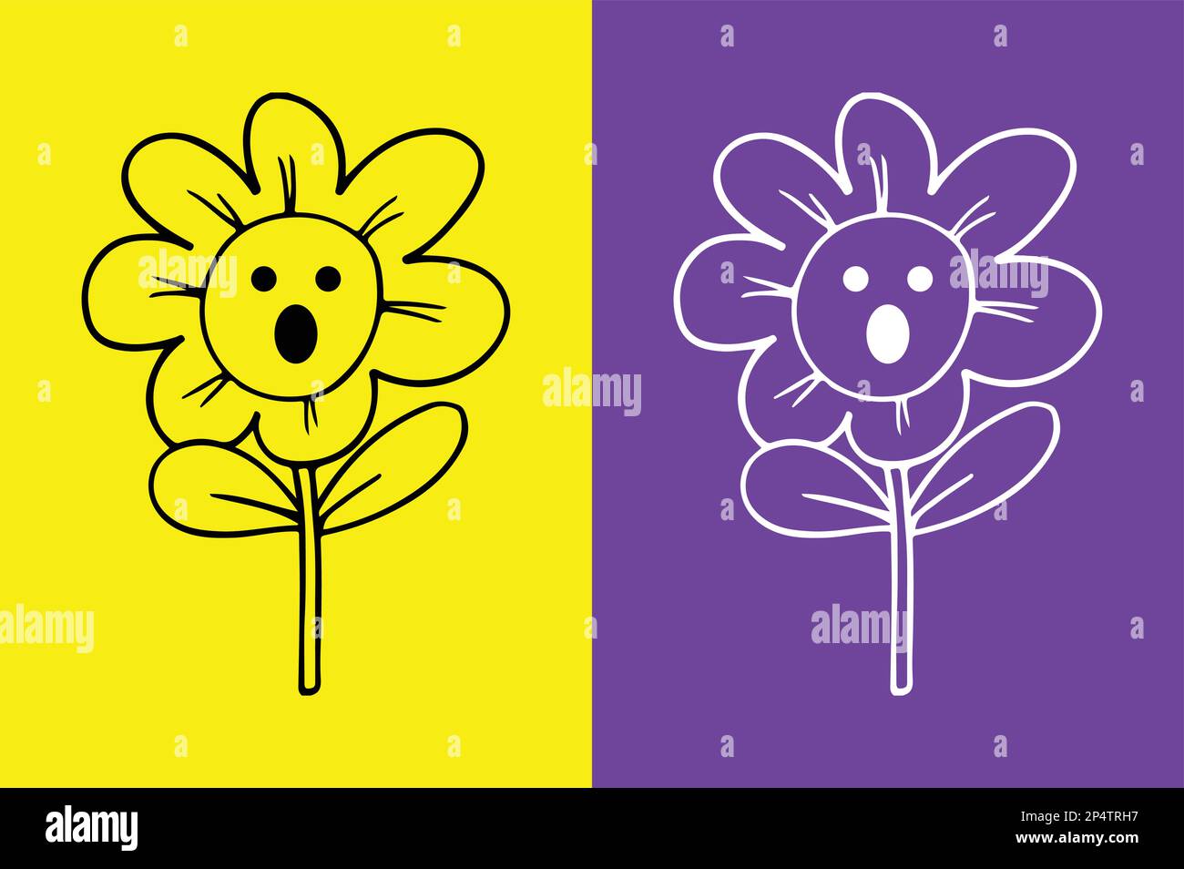 Flower surprised face emoji - astonished emoji Stock Vector