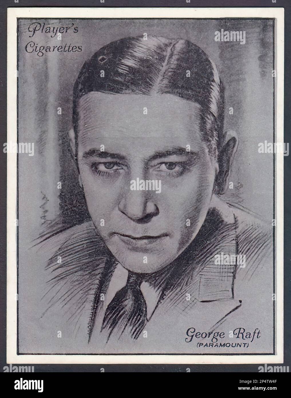 Portrait of George Raft - Vintage Cigarette Card Stock Photo - Alamy