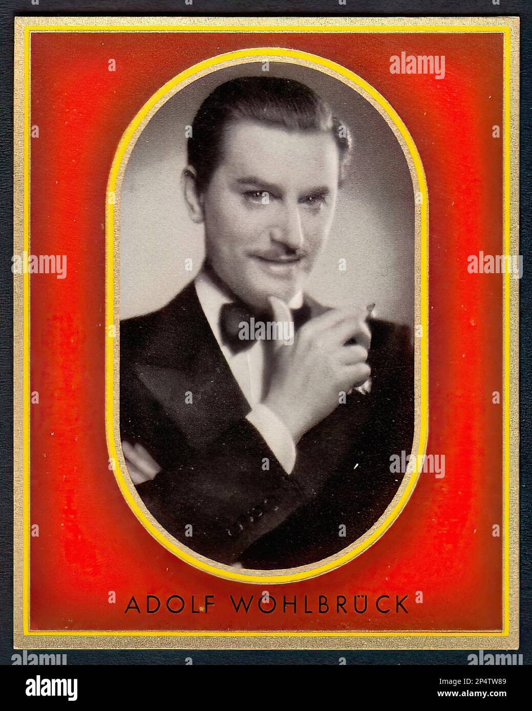 Portrait of Adolf Wohlbruck - Vintage German Cigarette Card Stock Photo