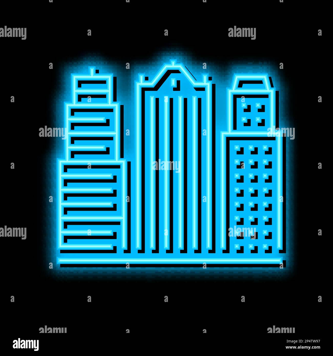 skyscraper business center building neon glow icon illustration Stock ...