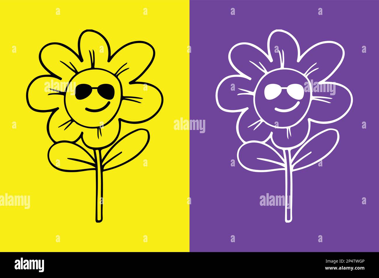 Flower wearing sunglasses emoji Stock Vector