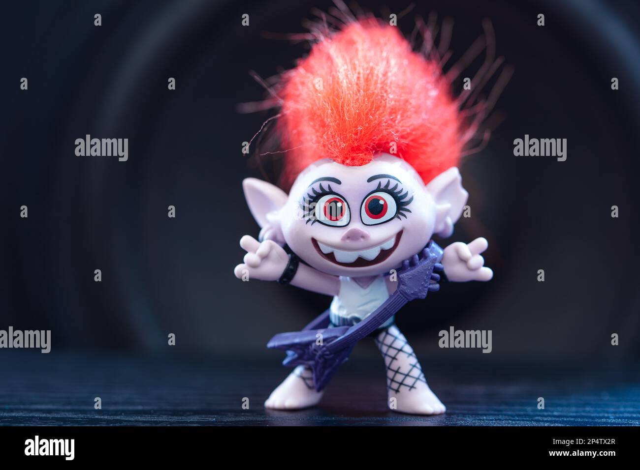 Lviv, Ukraine- March 6, 2023: Queen  Barb, rock troll from Trolls: World Tour movie Stock Photo