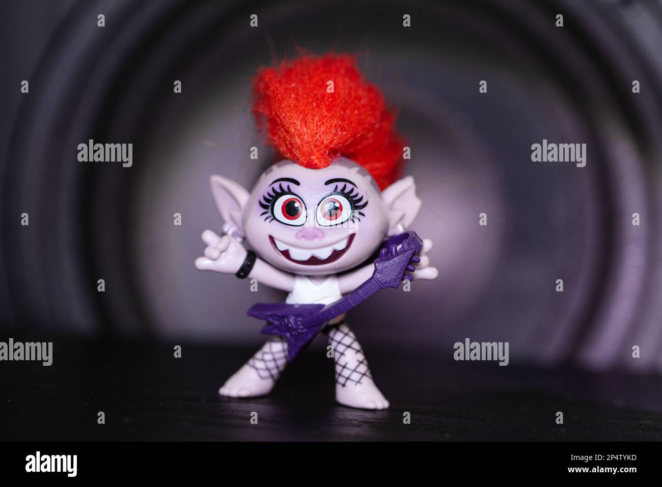 Lviv, Ukraine- March 6, 2023: Queen  Barb, rock troll from Trolls: World Tour movie Stock Photo