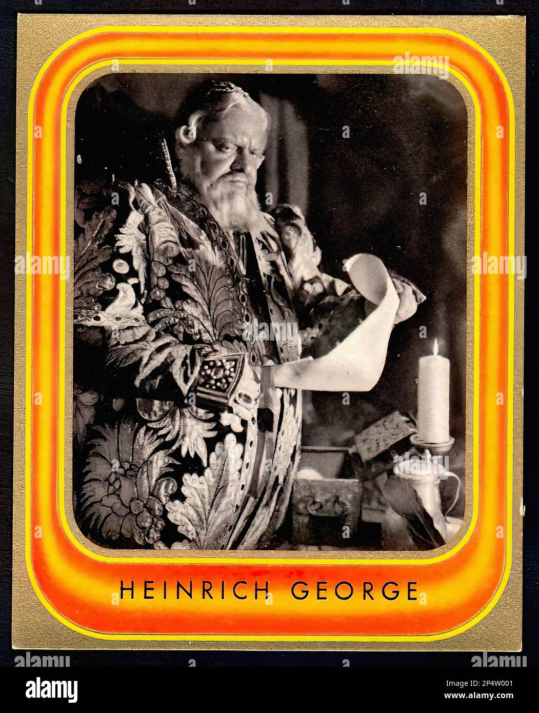 Portrait of Heinrich George - Vintage German Cigarette Card Stock Photo
