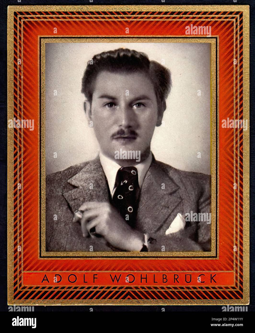 Portrait of Adolf (Anton) Wohlbruck - Vintage Cigarette Card Stock Photo