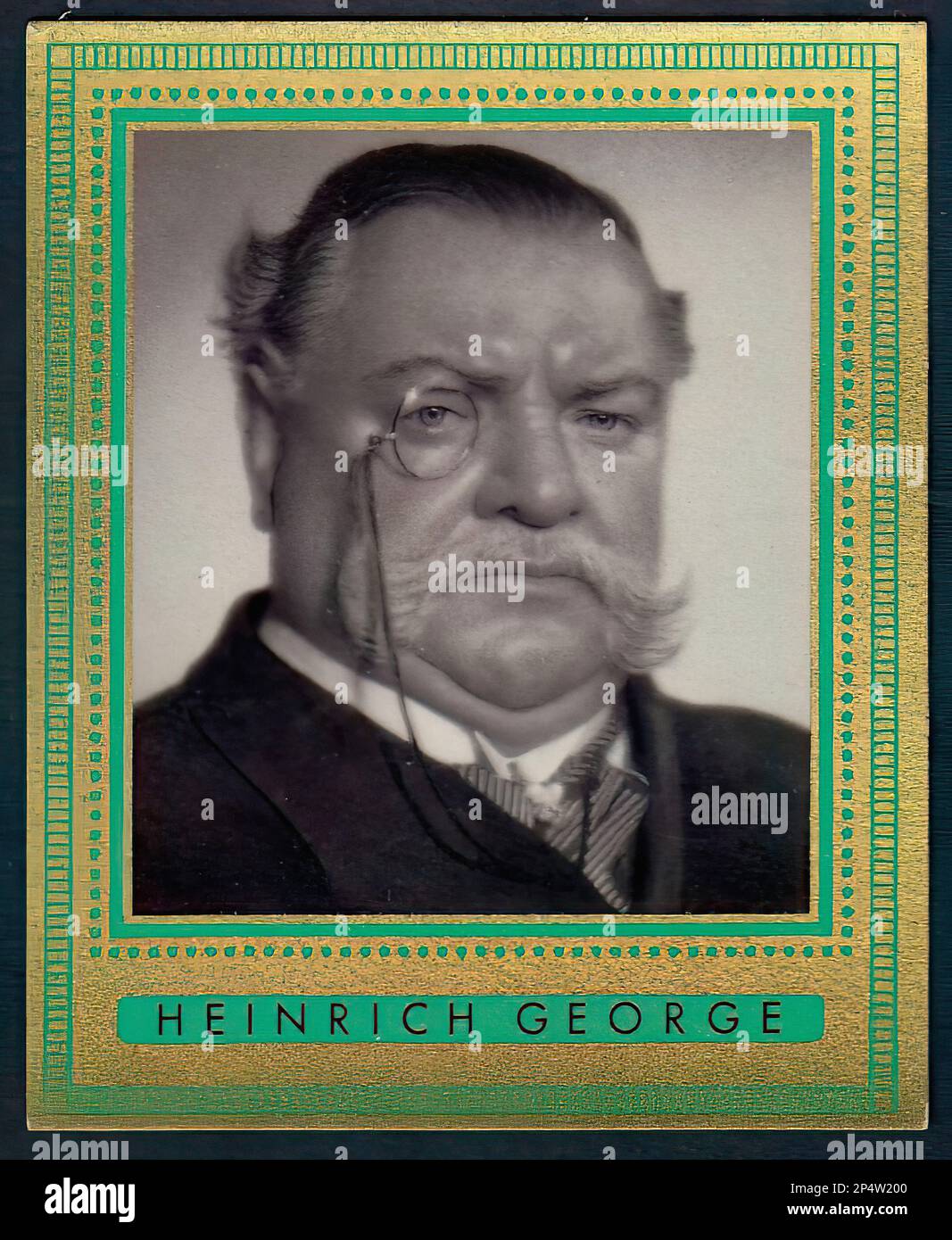 Portrait of Heinrich George  - Vintage German Cigarette Card Stock Photo