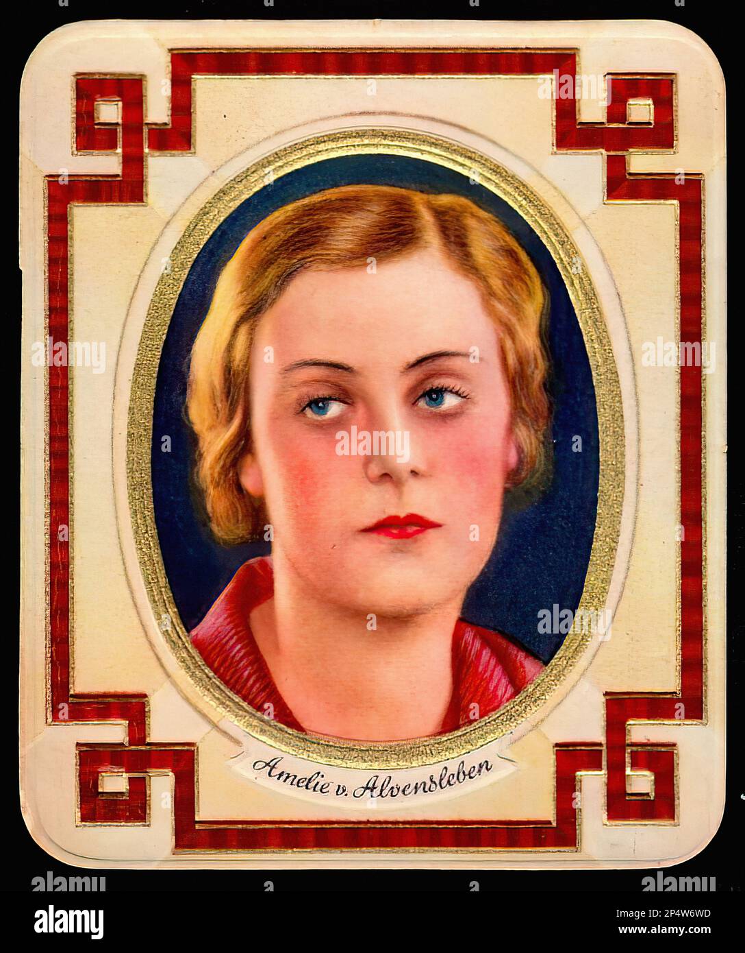 Portrait of Amelie von Alvensleben - Vintage German Cigarette Card Stock Photo