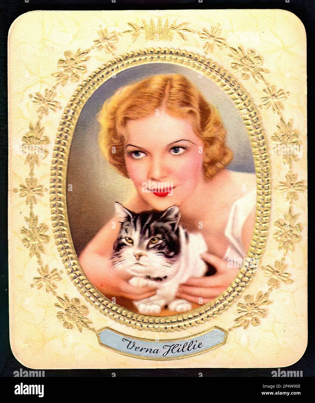 Portrait of Verna Hillie Vintage German Cigarette Card 02 Stock Photo