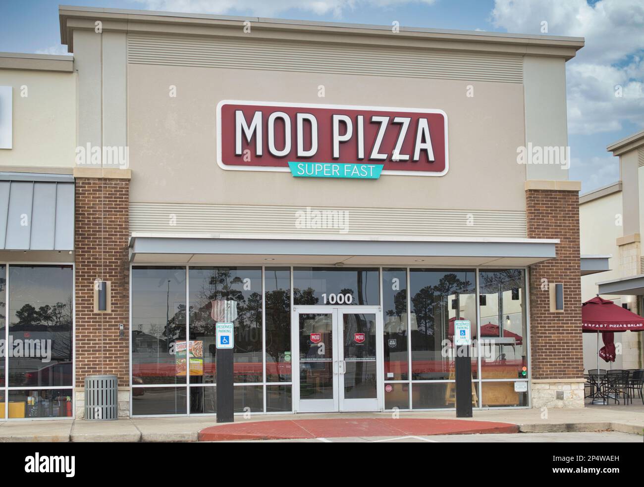 Houston, Texas USA 02262023 Mod Pizza storefront in Houston, TX with