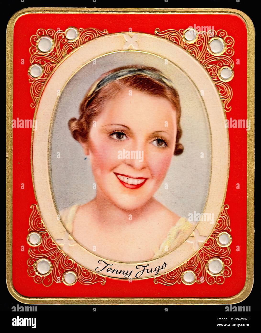 Portrait of Jenny Jugo  - Vintage German Cigarette Card Stock Photo