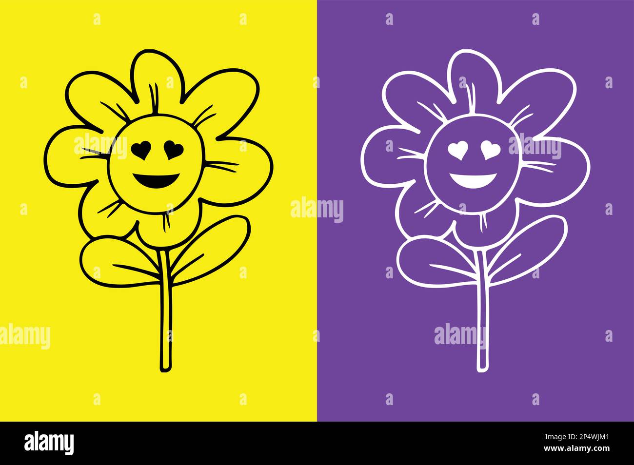 Flower smiling face with heart eyes emoji Stock Vector