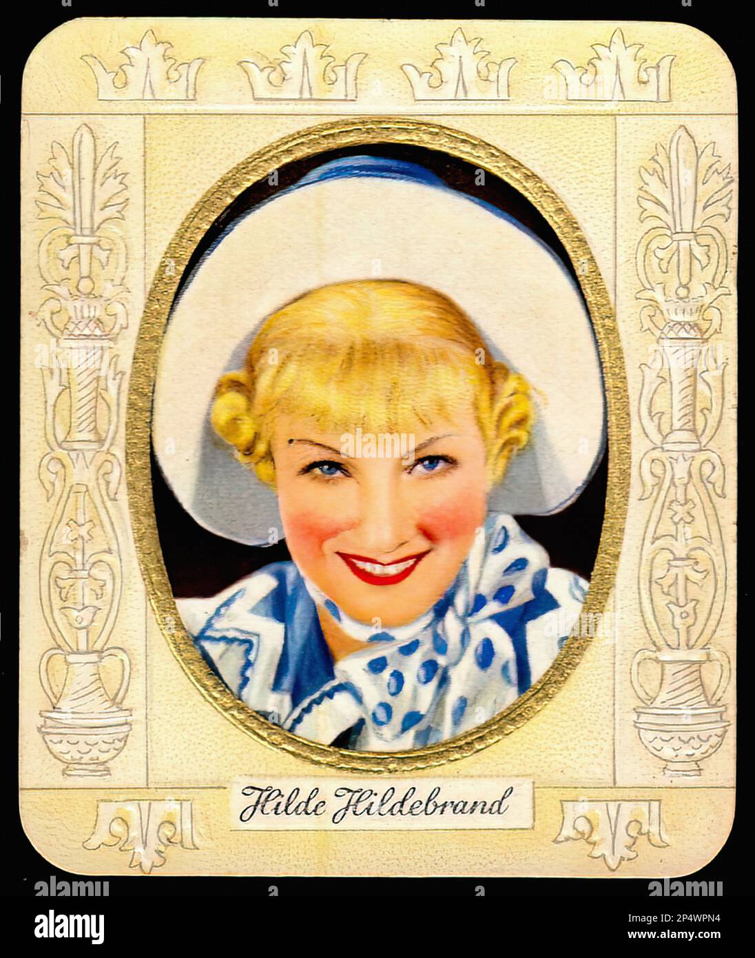 Portrait of actress Hilde Hildebrand Vintage German Cigarette Card