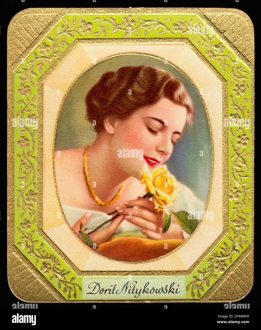 Portrait of Dorit Nitykowski - Vintage German Cigarette Card Stock Photo