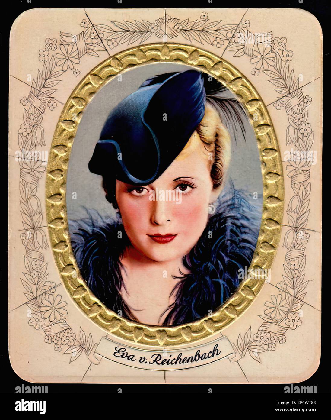 Portrait of Eva von Reichenbach - Vintage German Cigarette Card Stock ...