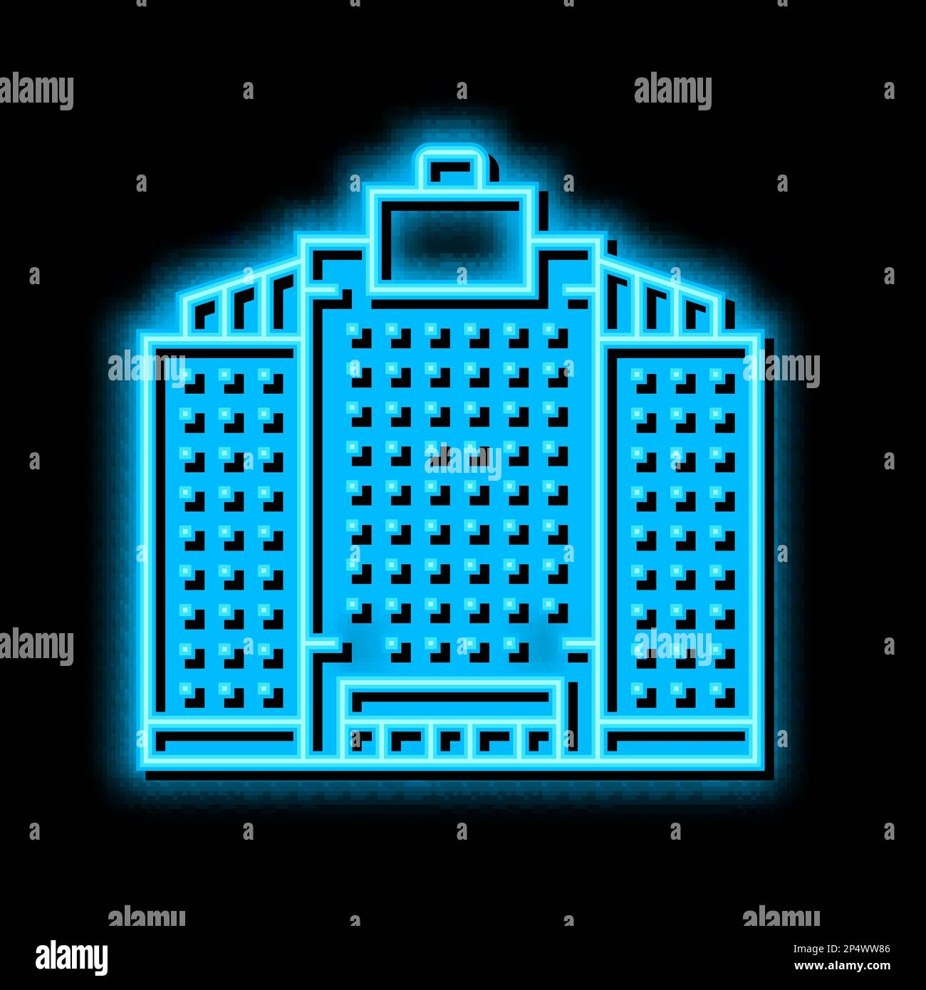 office skyscraper building neon glow icon illustration Stock Vector ...