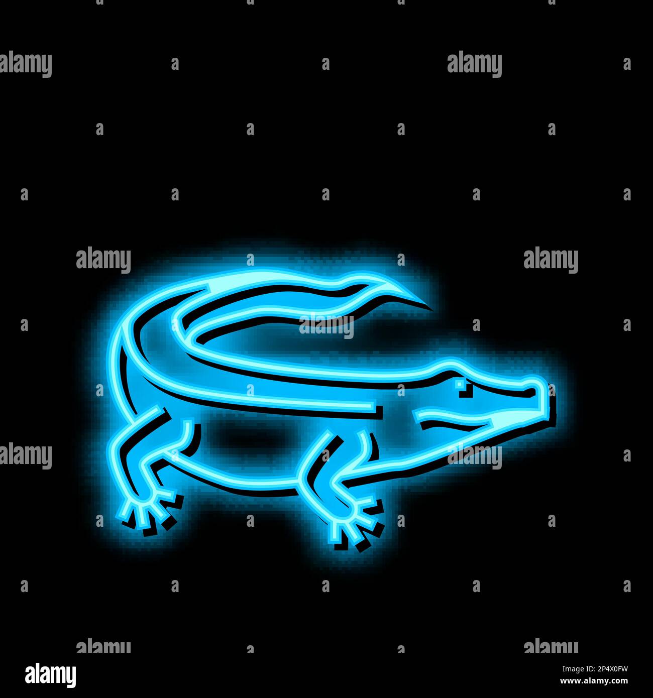 alligator wild reptile neon glow icon illustration Stock Vector Image