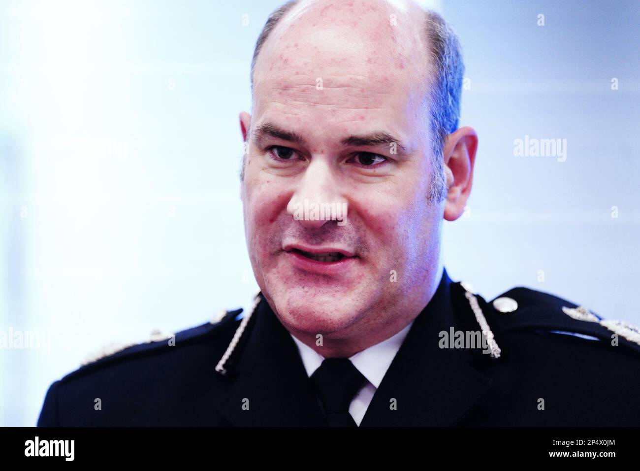 Deputy Assistant Commissioner Stuart Cundy speaking to the media at New Scotland Yard, London, after Wayne Couzens was sentenced to 19 months in prison for flashing at women in the months before he kidnapped, raped and murdered Sarah Everard. The former Metropolitan Police officer, 50, is already serving a whole life jail sentence for the murder of Ms Everard, 33. Picture date: Monday March 6, 2023. Stock Photo