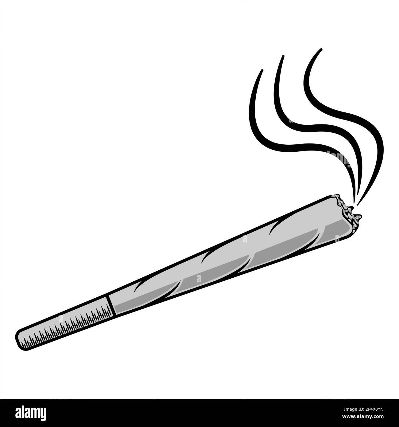 Vector illustration Marijuana rolled joint cigarette isolated on white background. Stock Vector