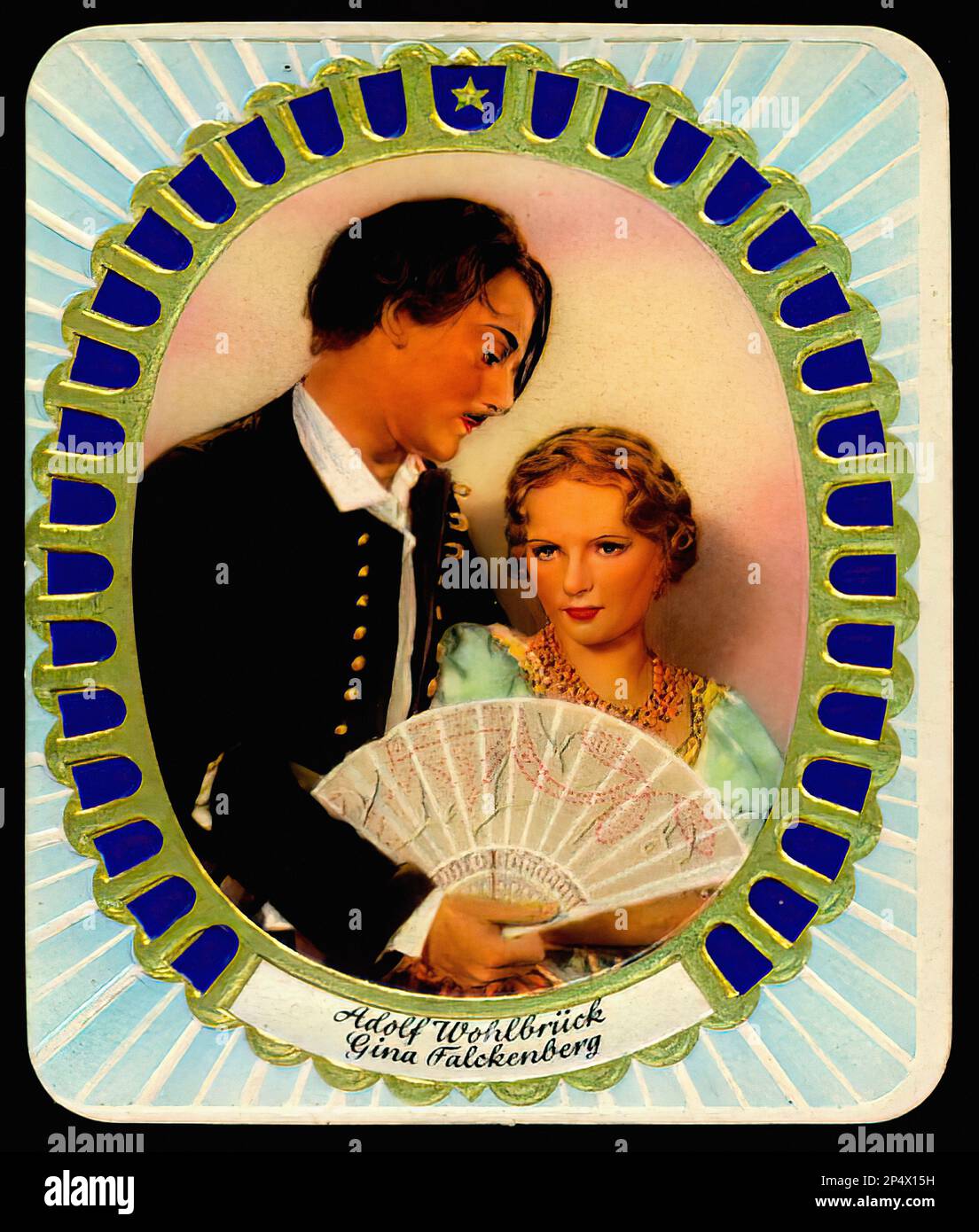 Portrait of Adolf Wohlbrück and Gina Falckenberg - Vintage German Cigarette Card Stock Photo