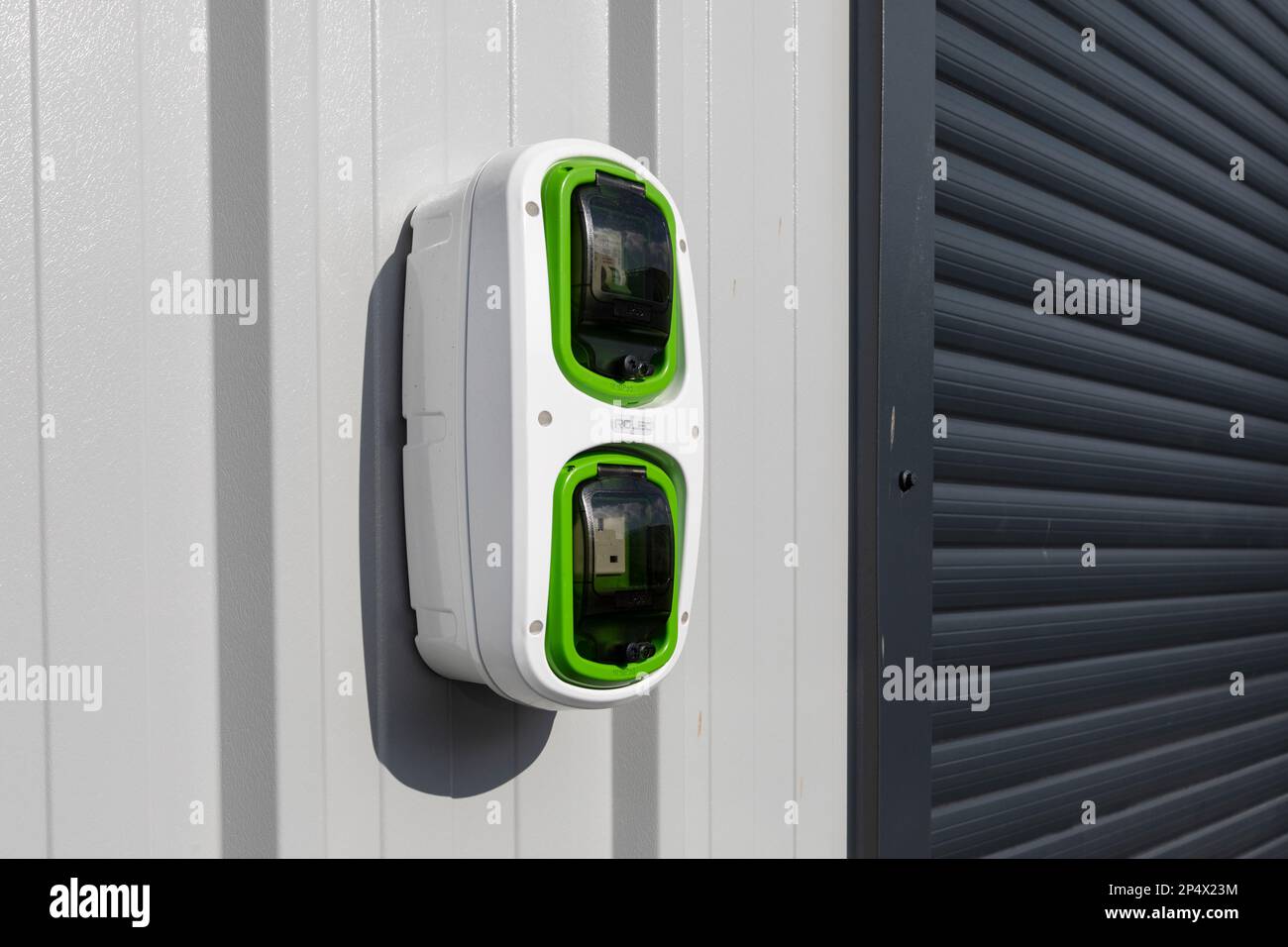 An electric car charging point on a light industrial business unit in