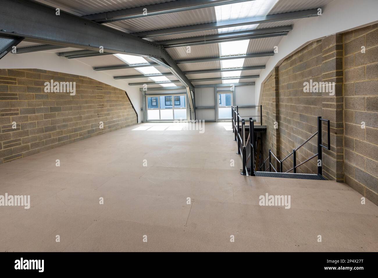 The upstairs interior of a new light industrial business unit in Manston Business Park , Ramsgate, Kent Stock Photo