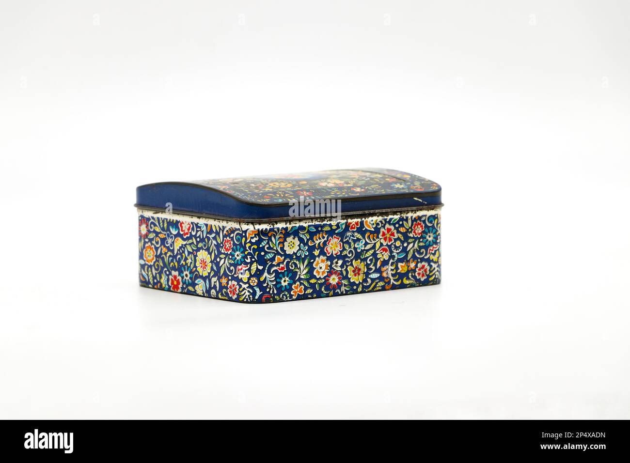 vintage litho tin box with flowers for Horner of Chester Le Street toffee or sweets Stock Photo