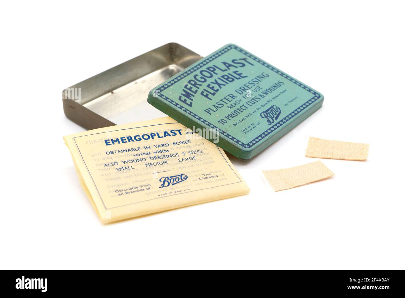 Vintage metal tin Boots Emergoplast flexible first aid plasters band