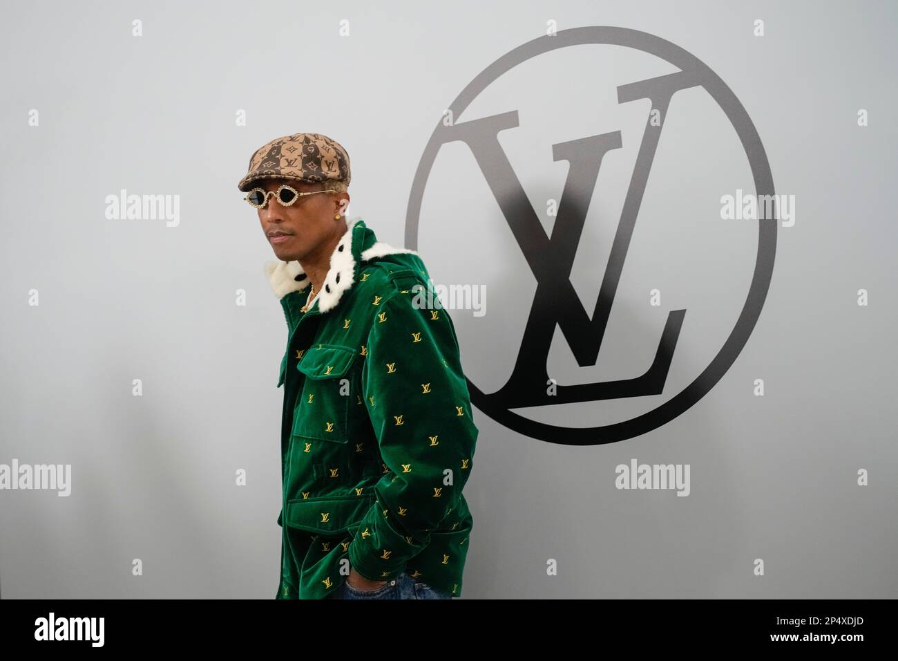 Pharrell Williams attends the Louis Vuitton Fall/Winter 2023-2024  ready-to-wear collection presented Monday, March 6, 2023 in Paris. (AP  Photo/Christophe Ena Stock Photo - Alamy