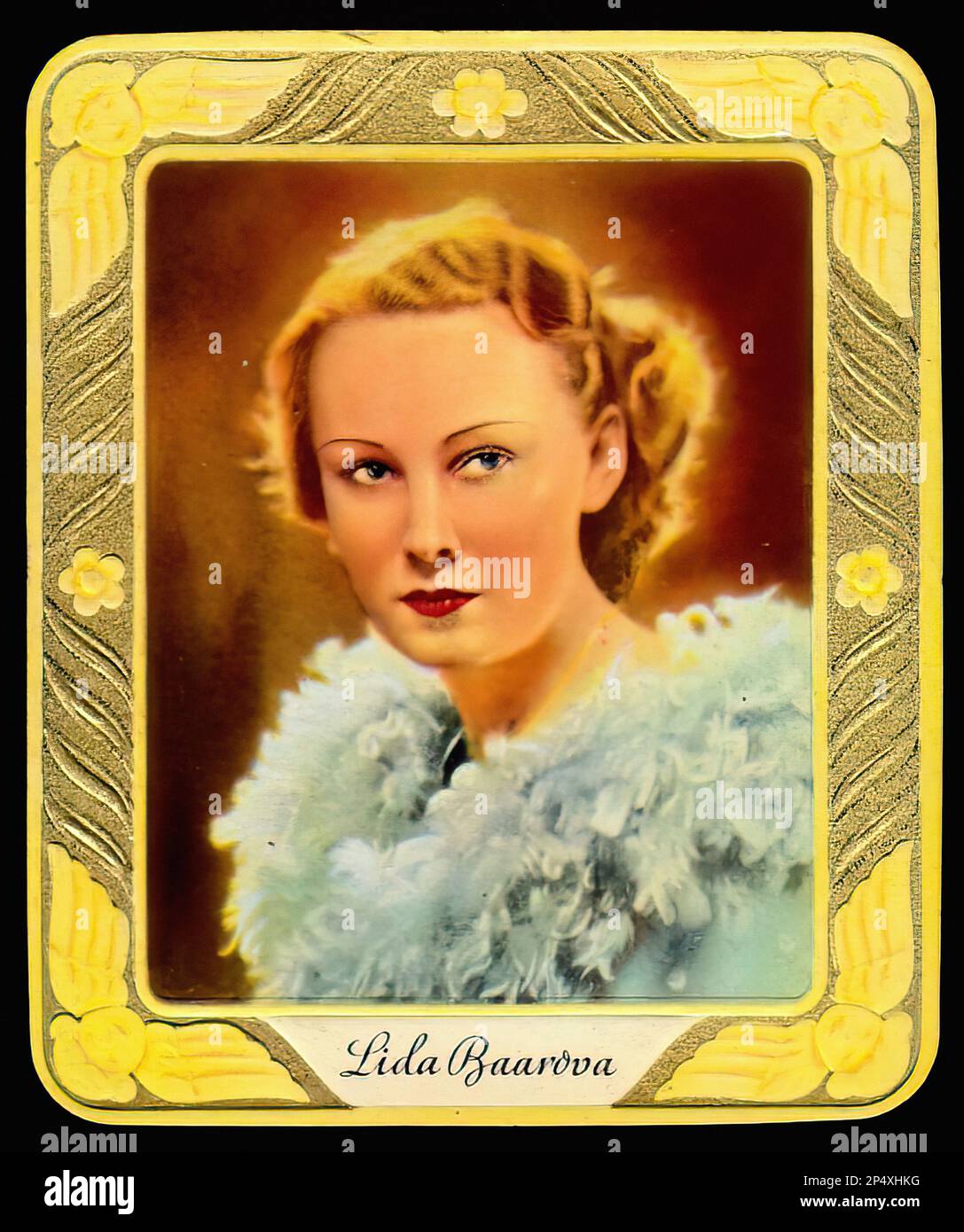 Portrait of Lida Baarova - Vintage Cigarette Card Stock Photo