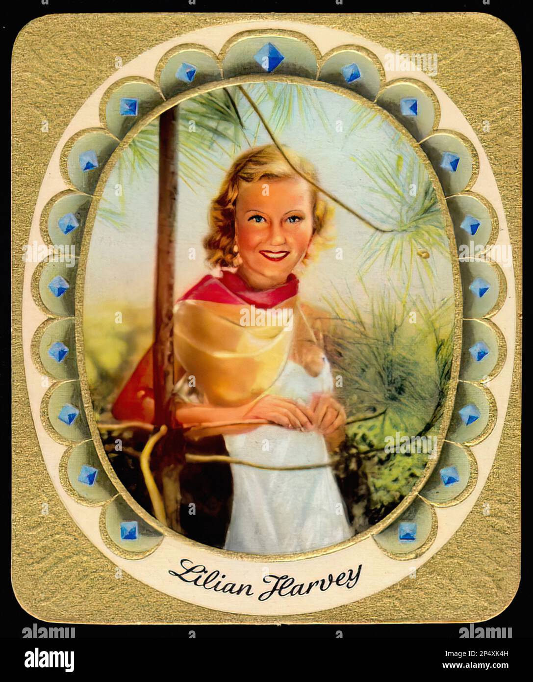 Portrait of Lilian Harvey 00020 - Vintage German Cigarette Card Stock Photo