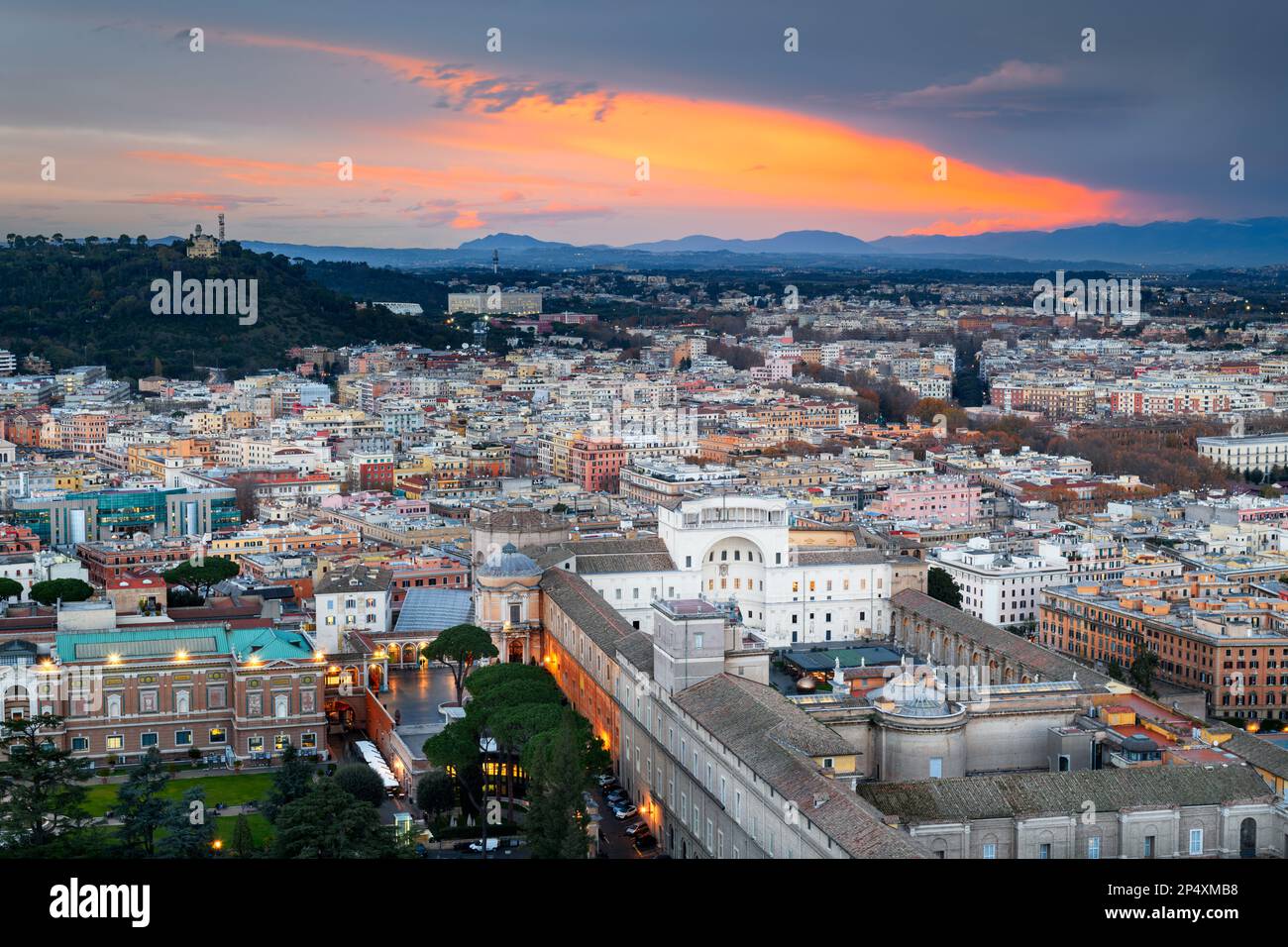 Rome, Italy and ther Vatican from above at dusk. Stock Photo