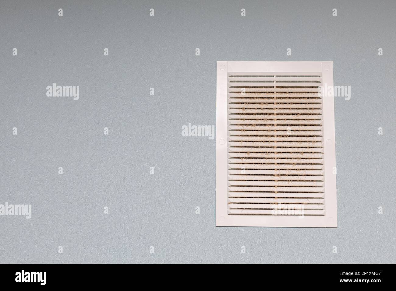ventilation grate on the wall covered with dust. dirty ventilation