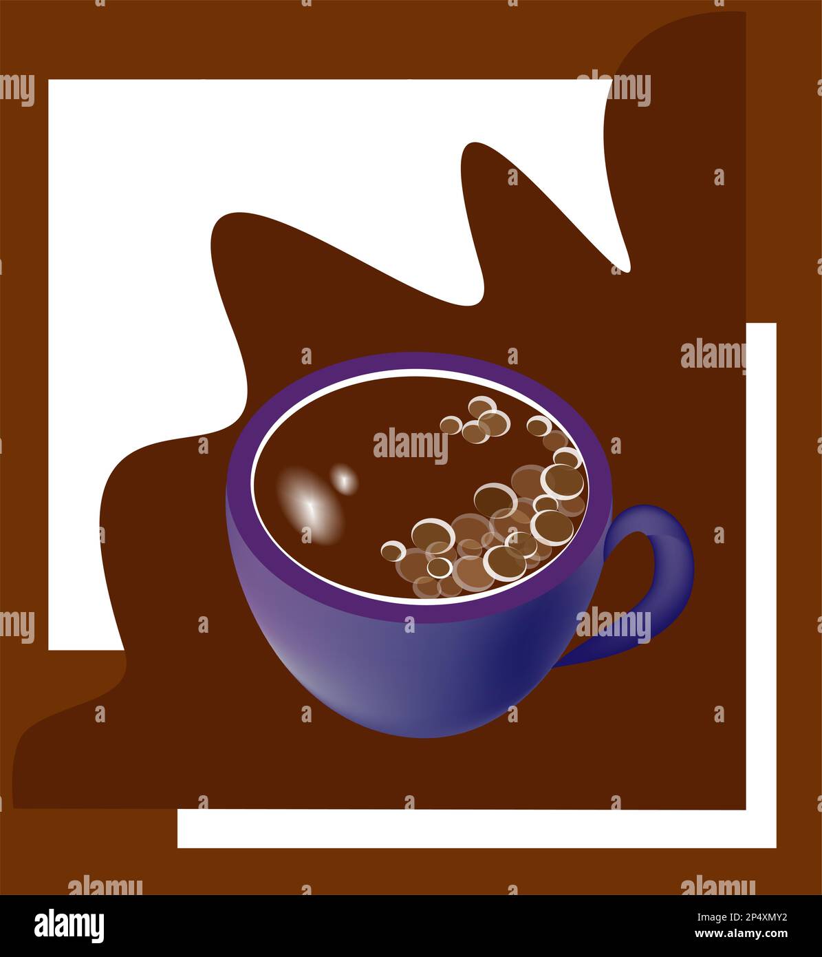 blue coffee cup on abstract brown white background Stock Vector