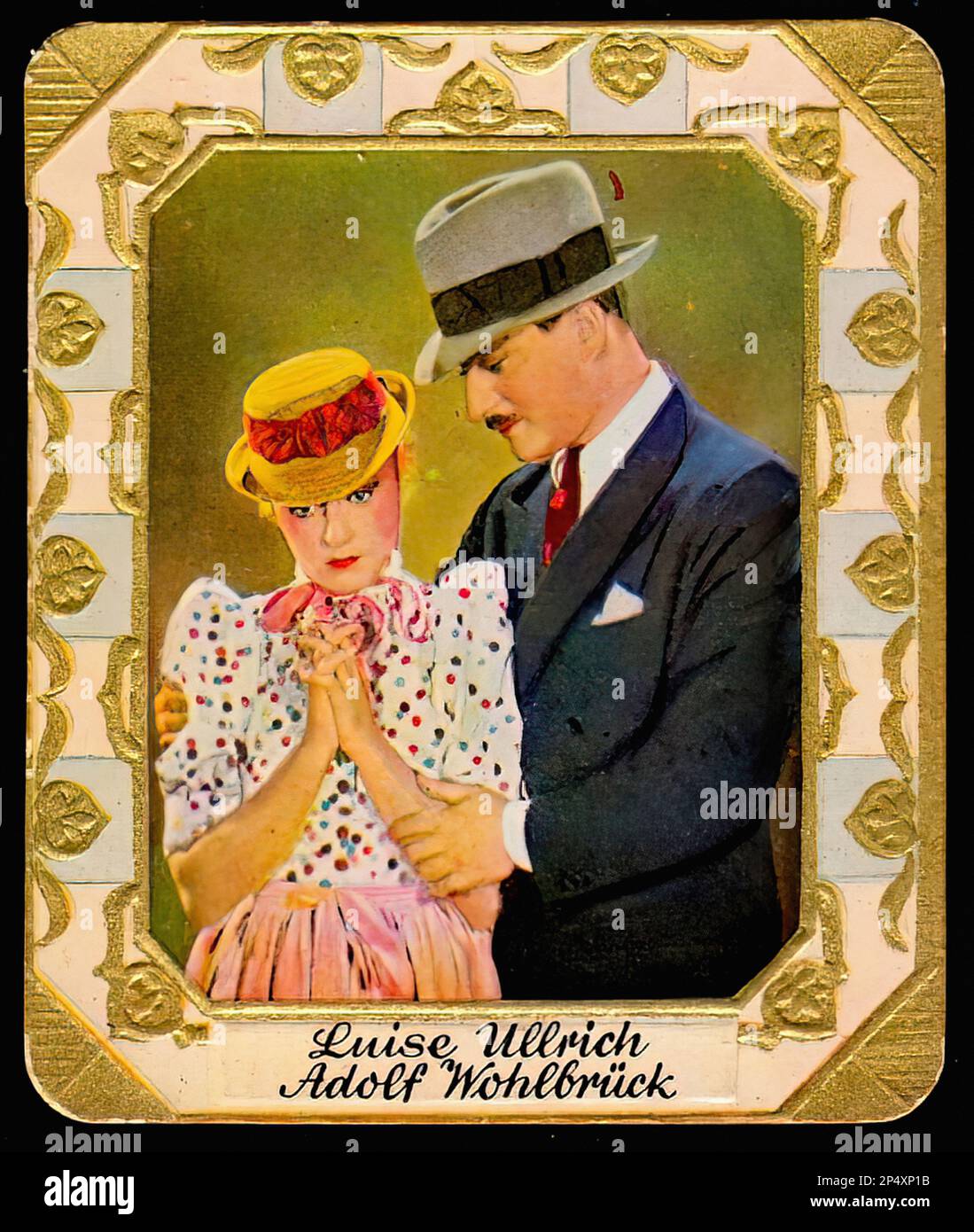 Portrait of Luise Ullrich & Adolf Wohlbruck - Vintage German Cigarette Card Stock Photo