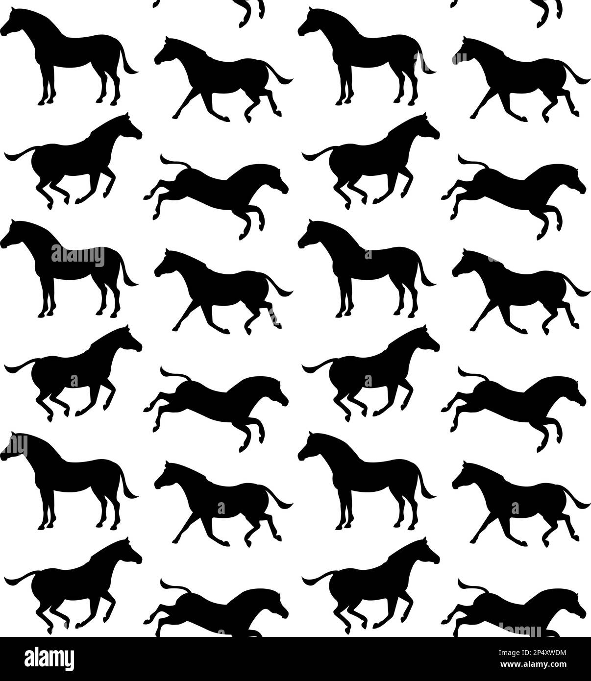 Vector seamless pattern of flat hand drawn zebra silhouette isolated on ...