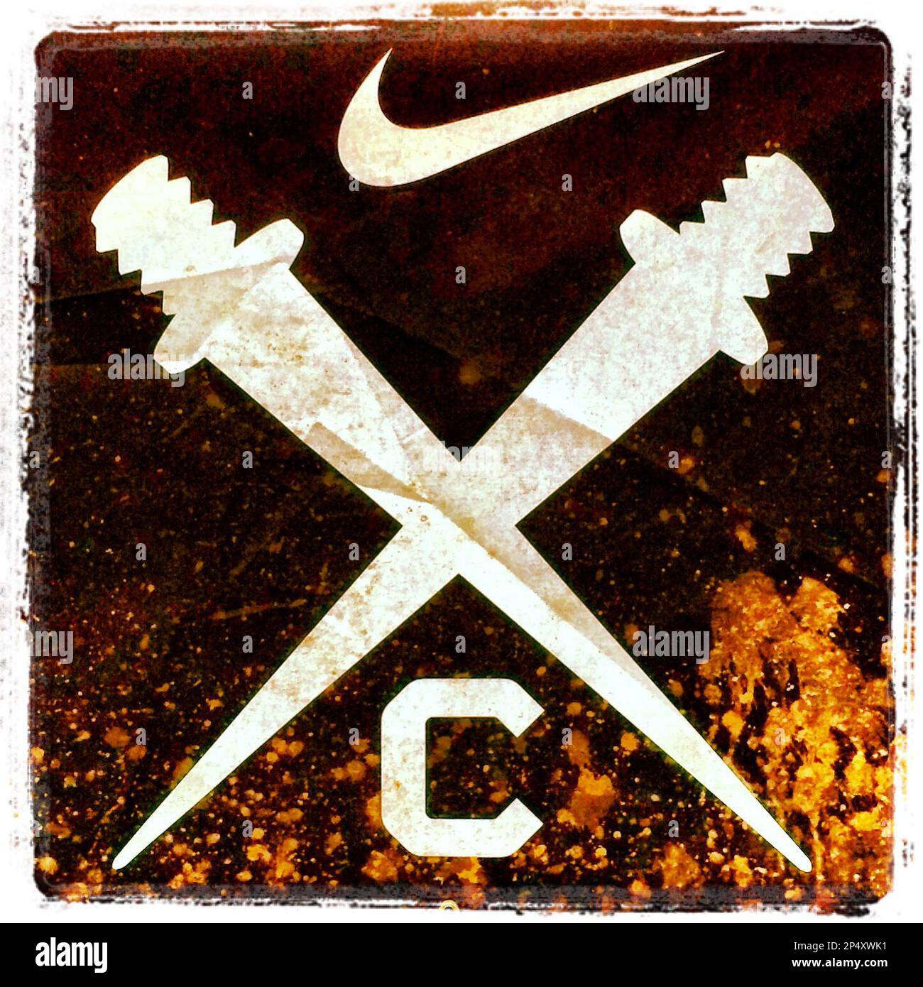In this photo altered with an Instagram filter a detail view of the Nike Cross Country logo is seen during the NXN South Regional at Bear Branch Park on Saturday November 23