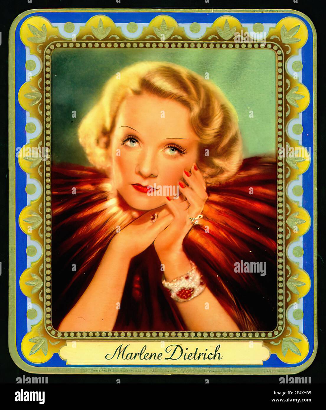 Portrait of Marlene Dietrich 00020 - Vintage German Cigarette Card Stock Photo