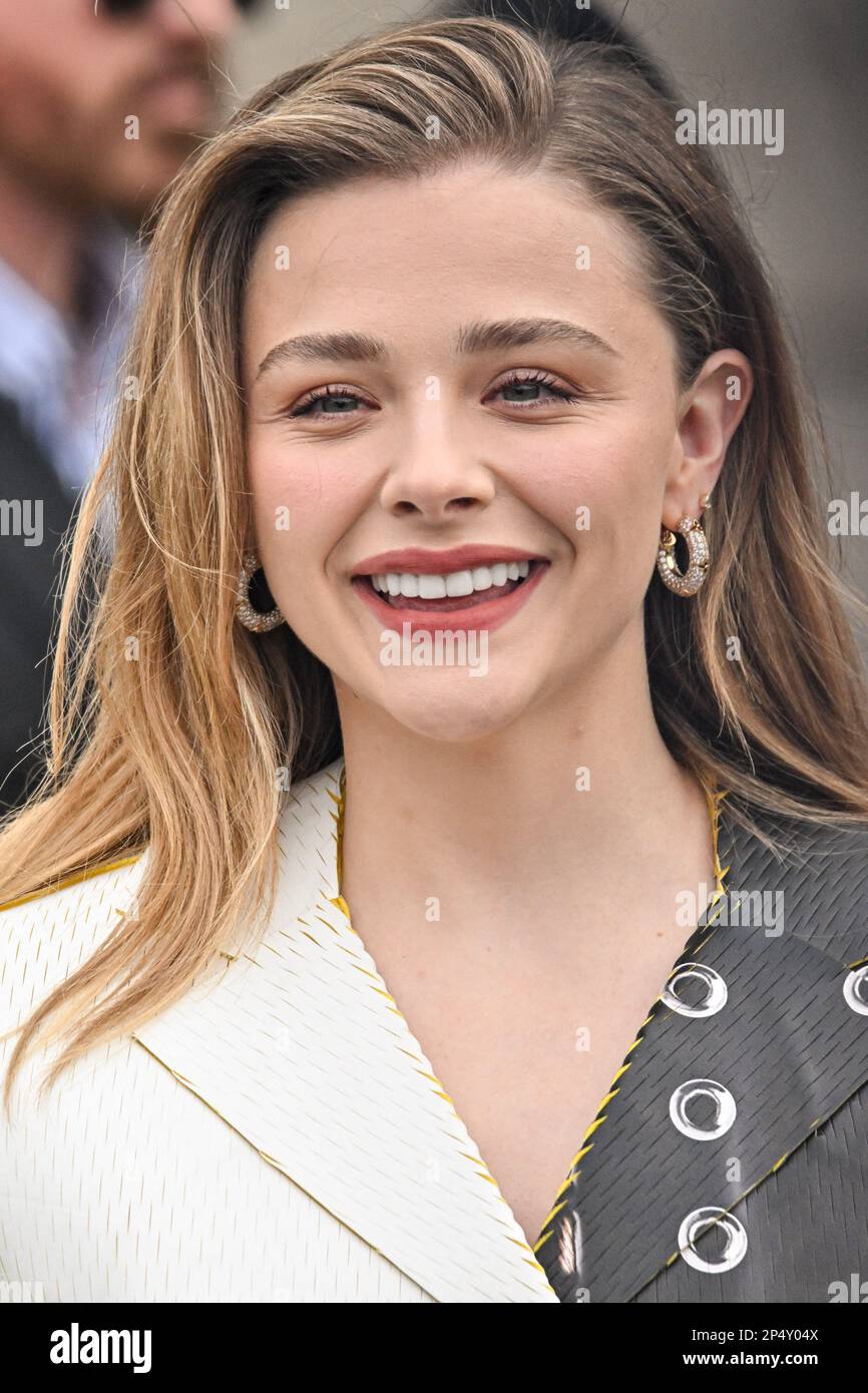 Street style, Chloe Grace Moretz arriving at Louis Vuitton Fall-Winter  2022-2023 show, held at Musee d Orsay, Paris, France, on March 7th, 2022.  Photo by Marie-Paola Bertrand-Hillion/ABACAPRESS.COM Stock Photo - Alamy