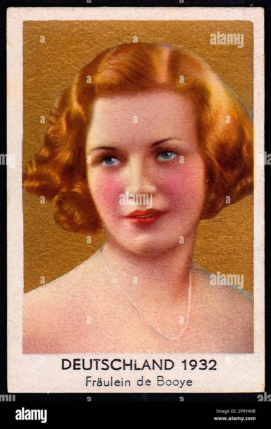 Portrait of Miss Germany 1932 - Vintage German Cigarette Card Stock Photo