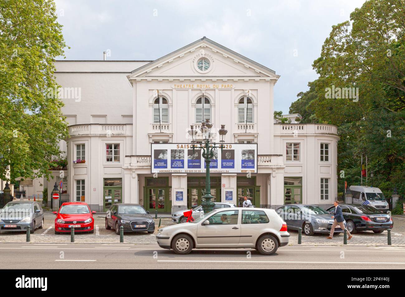 Brussels, Belgium - July 02 2019: The Royal Park Theatre (French: Théâtre Royal du Parc) is a stage theater, opened in 1782, with a marble lobby area Stock Photo