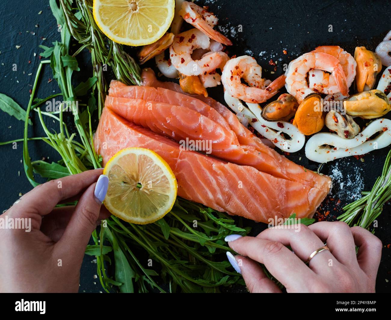 food stylist seafood layout blog art Stock Photo