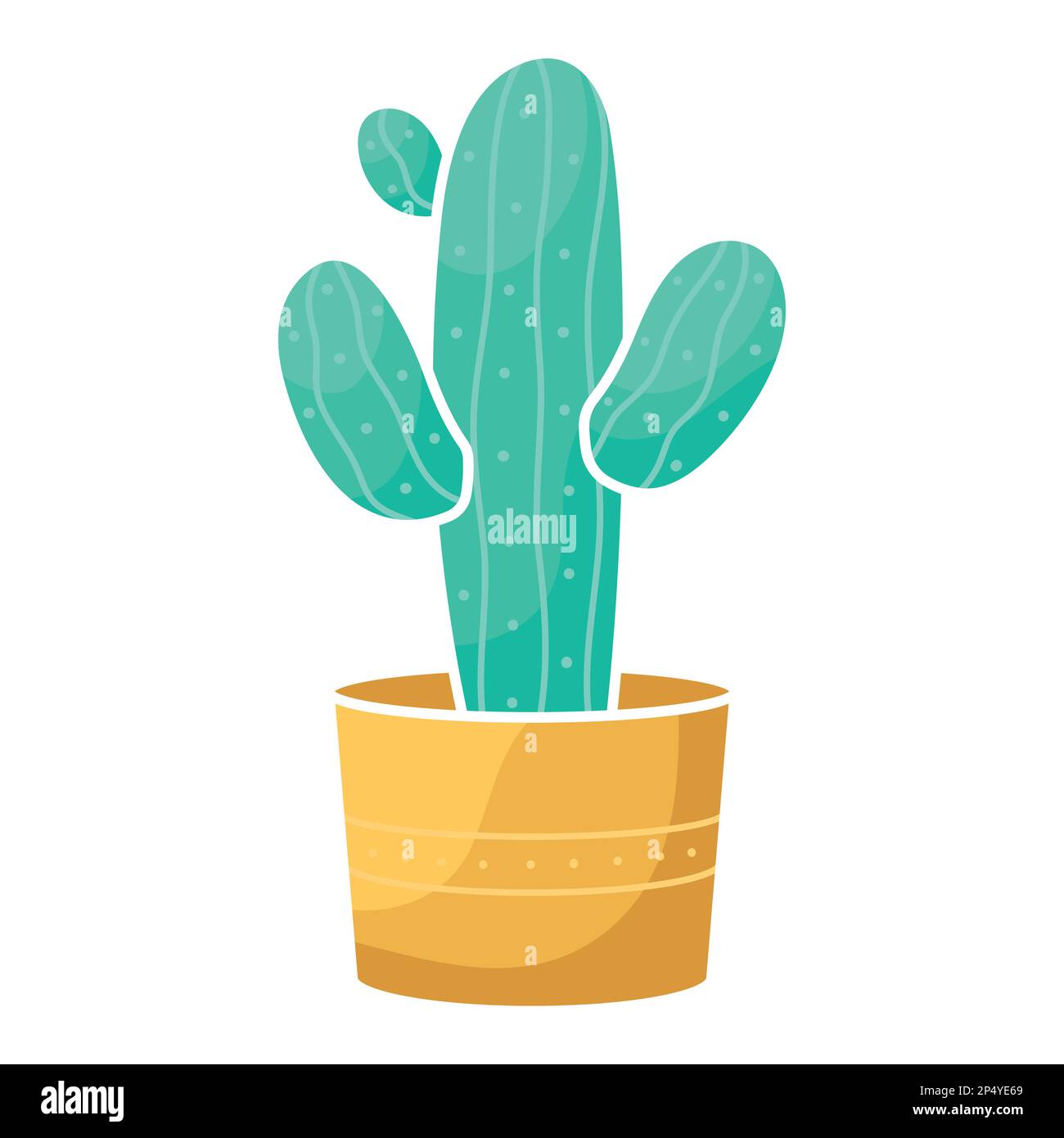Cactus in a pot. Indoor plant in a pot. Simple minimalistic flat ...